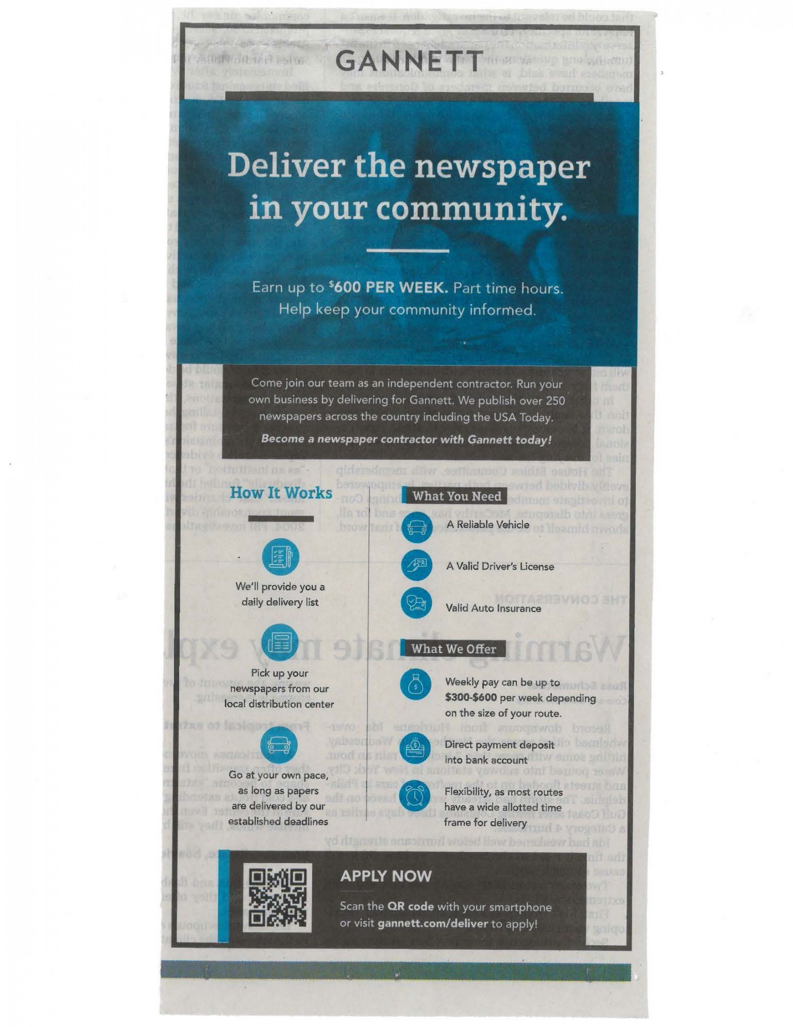 DELIVER THE NEWSPAPER IN YOUR COMMUNITY